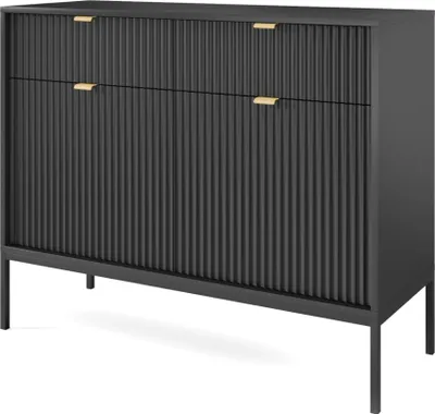 Obrázek produktu pro Komoda NANAIMO KSZ104 - černá - zlaté úchyty - 2 zásuvky - šířka 104 cm, výška 83 cm, hloubka 39 cm