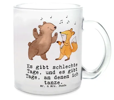 Produktbild von Mr. & Mrs. Panda Haferl Hase Tanzen - Transparent - Geschenk, Teetasse aus Glas, Tanzschule, Pott, Tee Tasse, Tanzkurs, gehen