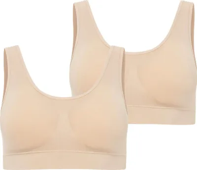 Produktbild von Jockey Damen Bustier, 2er Pack - Seamfree Core Stretch Bra, einfarbig Beige XL
