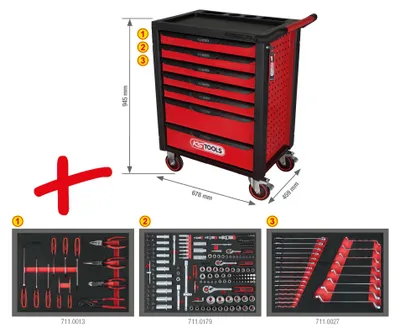 Obrázok produktu pre KS Tools RACINGline BLACK/ROT Dielenský vozík so 7 zásuvkami