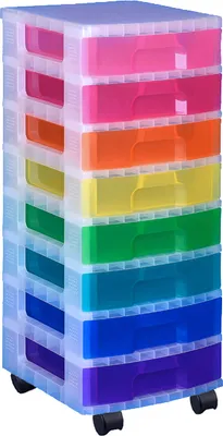 Produktbild von Really Useful Box Aufbewahrungs-Boxenturm 8 Schubladen Regenbogen-Farben