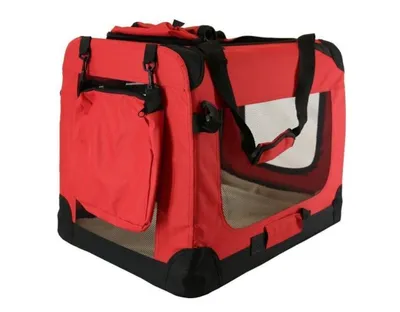 Produktbild von Reisebox Rot XXL (102 cm) – Nylon-Softbank – faltbar – leichte Hundebox – Autobox Transportbox