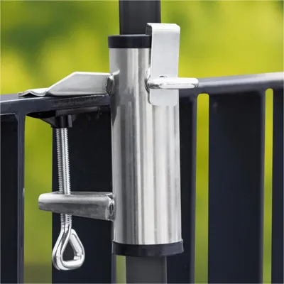 Produktbild von Sonnenschirmhalter für Balkongeländer 25-38mm aus Aluminium