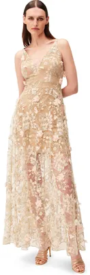 Produktbild von Dress the Population Damen 3D PLUNGIN Long Illusion Gown Kleid, Sidney Pink Flor