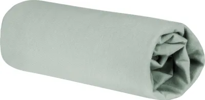 A rolled-up fitted sheet on a white background.