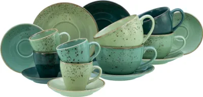 Produktbild von CreaTable, 24756, Nature Collection Green LIfe, Tassen Set 16-tlg, Steinzeug