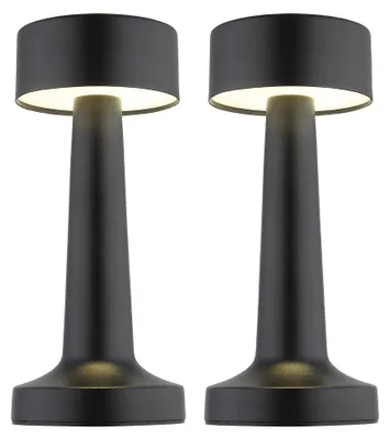 Produktbild von 2x LED Tischleuchte, schwarz matt, Touchdimmer, Akku, H 21 cm