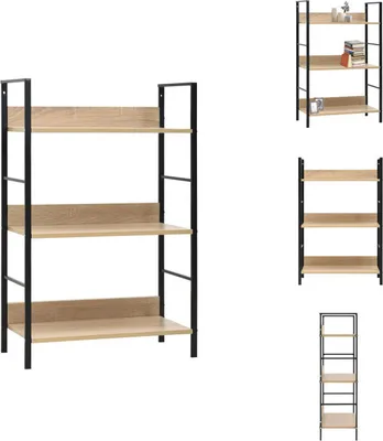 Immagine prodotto di vidaXL Libreria a 3 ripiani in rovere 60×27,6×90,5 cm in legno - Librerie e scaffalature