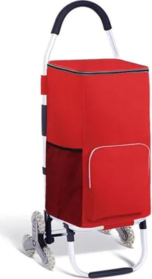 Productafbeelding van Opvouwbare transporttas met 3 wielen, 1016 cm, rood, voor boodschappen