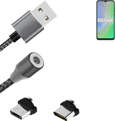 Produktbild von K-S-Trade Hochwertiges Magnet-Lade-kabel Sync-Kabel Daten-Kabel kompatibel mit Blackview A55 mit USB-Typ-C-Anschluss und Micro-USB-Anschluss 2A bis zu