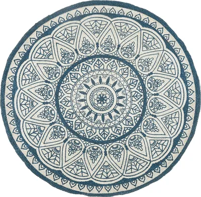 Produktbild von BELIANI Teppich Blau Beige ø 120 cm Kurzflor Orientalisches Muster Handgewebt Rund