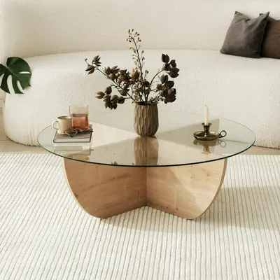 Produktbild von Skye Decor, Lily - Sapphire Oak, Couchtische, Saphir-Eiche, Glas, 90 x 30 x 90 cm