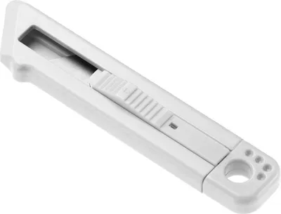 Image de Cutter pratique avec retour automatique de la lame pour une coupe sûre et boîtier en plastique légerBlanc