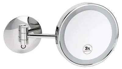 Zdjęcie produktu dla Lustro kosmetyczne Bemeta z oświetleniem LED, średnica 200 mm, 3-krotne powiększenie, chrom
