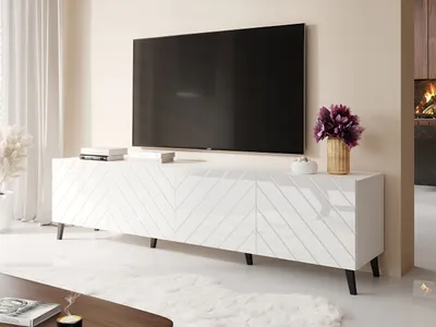 Produktbild von MIRJAN24 TV-Lowboard Abeto 200, TV-Tisch mit 4 Türen, Modern Wohnzimmer TV-Kommode, Stilvoll Kolektion (Farbe: Weiß / Weiß Hochglanz)