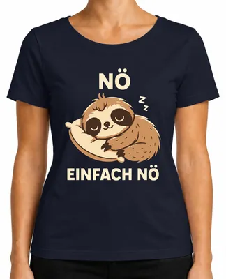 Produktbild von Faultier Schlafend NÖ EINFACH NÖ Süß Faul Geschenk Lustig Kinder Damen T-Shirt, Navy, XXL