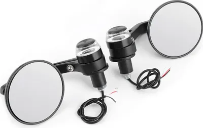 Obrázek produktu pro 2ks 22mm 7/8in Konec řídítek Kulatá zpětná zrcátka s LED směrovým světlem Univerzální pro motocykl