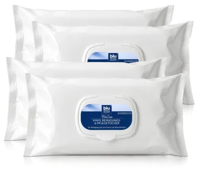 Produktbild von blutimes BluCare Vinyl Reinigungs- & Pflegetücher 15 Tücher (4er Pack)