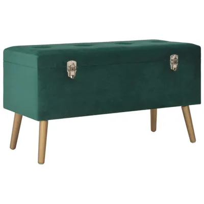 Image de vidaXL Banc avec compartiment de rangement 80 cm Vert Velours - Banc - Bancs - Bancs de couloir