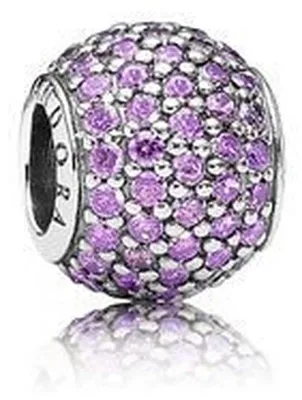 Image de Charm Pandora pour femme, modèle "Pavé", boule lilas, argent, référence 791051CFP