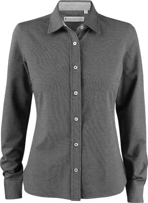 Produktbild von Harvest Damen Jersey-Hemd Burlingham Oxford-Optik mit verstellbaren Ärmelbündchen