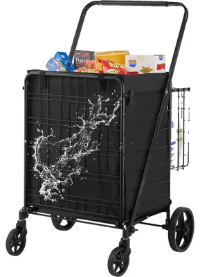 Zdjęcie produktu dla VEVOR Wózek na zakupy Wózek na zakupy Składany udźwig 150,5 kg, Wózek na zakupy Wózek ręczny Wielofunkcyjny materiał 600D Oxford, Wózek na zakupy Składany na pranie, artykuły spożywcze, narzędzia kempingowe itp.
