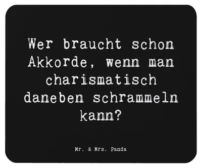 Produktbild von Mr. & Mrs. Panda Mousepad Spruch Charisma Gitarre - Schwarz - Geschenk, Instrument lernen, Mouse Pad, Liebe, laptop, mousematte, Musiker, Musik, Mauspad, Freiheit, pc