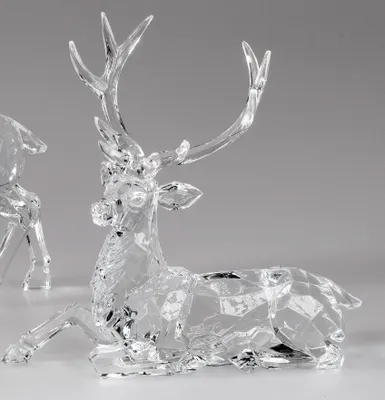 Produktbild von Deko Hirsch liegend aus Acryl L. 19cm transparent Formano W25