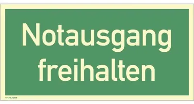 Produktbild von Dreifke® Notausgang freihalten, Textschild, Kunststoff, nachleucht., 160-mcd,...