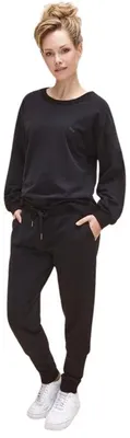 Produktbild von Stilvolles Damen Loungewear, Trainingsanzug, Jogginganzug, 2-teilige Homewear, Sportbekleidung, Schwarz - L