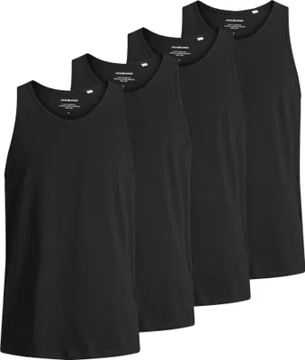 Produktbild von JACK&JONES Herren Tanktop, 4er Pack - JACBASIC TANKTOP, einfarbig, Baumwolle Schwarz L