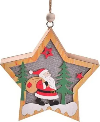 Immagine prodotto di Lampada di Natale di Babbo Natale in legno - Natale
