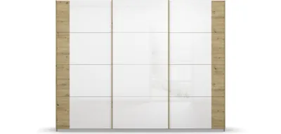 Produktbild von Schwebetürenschrank >Artemis< in Eiche Artisan / Kristallweißglas