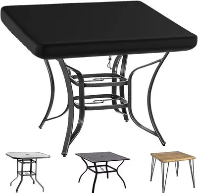 Image de Housse imperméable pour table de jardin, 110 x 110 x 16 cm, 1 pièce, noir