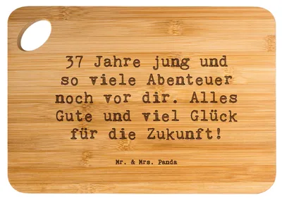 Produktbild von Mr. & Mrs. Panda Frühstücksbrett Spruch 37. Geburtstag Abenteuer - Transparent - Geschenk, Schneidebrett, vesperbrett, Glücksmomente, Meilenstein, Brett, viel Glück