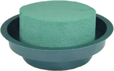 Produktbild von OASIS® Ideal Nass-Steckmasse Zylinder LOVRO in Kunststoffschale, grün, 5cm, Ø12cm - Nasssteckschwamm