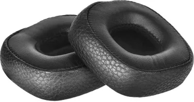 Two black ear pads for headphones are shown on a white background.