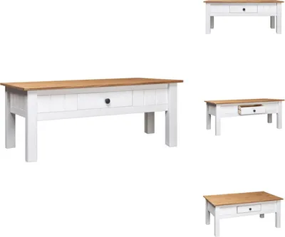 Obrázok produktu pre vidaXL Konferenčný stolík biely 100x60x45 cm masív Panama borovica - Konferenčné stolíky