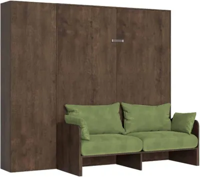 Productafbeelding van 160 cm Kentaro klapbed met sofa en walnootkolom, groen