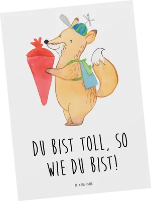 Produktbild von Mr. & Mrs. Panda Grußkarte Schulanfang Einzigartig - Weiß - Geschenk, Motivation, Vertrauem, bildkarte, Postkarten, inspirierender Spruch, ermutigend, Ansichtskarten