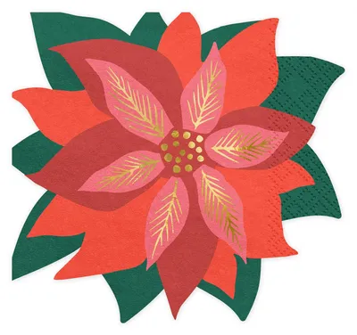 20 rote Weihnachtsstern-Servietten, Papier, 30x31 cm