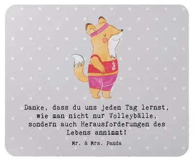 Produktbild von Mr. & Mrs. Panda Mouse Pad Volleyball Trainerin Inspiration - Grau Pastell - Geschenk, Dankbarkeit, mauspad laptop, pc mousepad, Coach, Sportart, Motivation, Danksagung