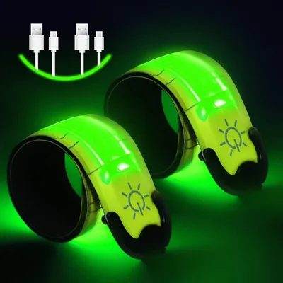 Produktbild von Minicee LED Lauflicht Armband 2er Set USB wiederaufladbar Grün