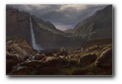 Produktbild von Kunstdruck „Feige-Wasserfall (Feigefossen), Lysterfjord, Norwegen“ von Johan Christian Clausen Dahl – 40 x 60 cm