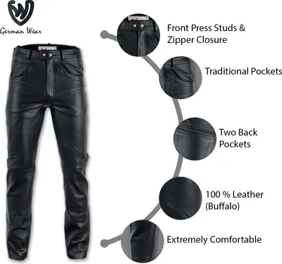 Produktbild von Herren Lederhose lederjeans bikerjeans jeans hose echtleder Schwarz & Braun, Größe:48/S, Farbe:Dunkelbraun