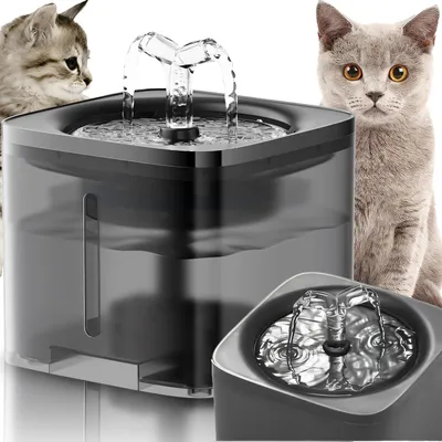 Image de Fontaine pour animaux de compagnie, modèle "Katzenbrunnen", avec système de pompage silencieux, capacité de 2 litres, avec filtre, adaptée aux chats et aux chiens