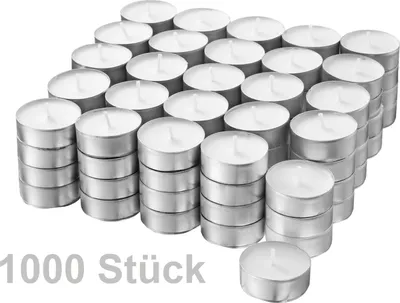 Produktbild von JUNG Premium Teelichter 1000 Stk Großpackung, hochwertiges Teelicht Ø 37mm, 4 Std Brenndauer, Teelichte weiß unbeduftet, ideal für Zuhause & Gastro