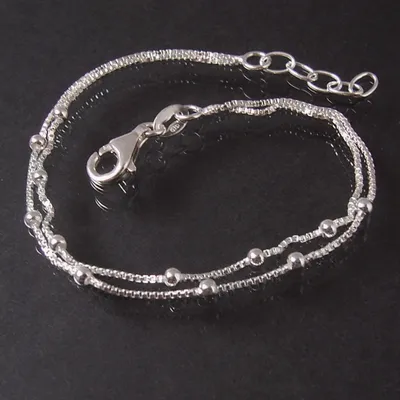 Produktbild von Armkette 925 Silber Veneziaketten 2lagig Perlen Länge 17-19cm 15326-19