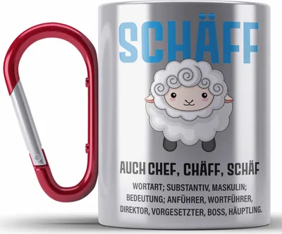 Produktbild von Trendation - Chef Edelstahl Tasse Karabiner Geschenke Lustig Karabiner Edelstahl Tasse Karabiner Edelstahl Abschied Spruch Geschenkidee (Rot)