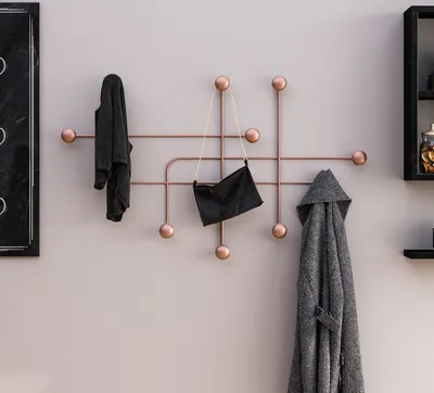 Image de Wallity, Samara-C, portemanteau mural et crochets, cuivre, métal, 107 x 10 x 64 cm